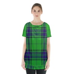 Green And Blue Plaid Skirt Hem Sports Top