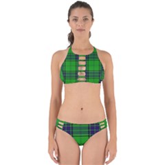 Green And Blue Plaid Perfectly Cut Out Bikini Set