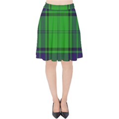 Green And Blue Plaid Velvet High Waist Skirt by allthingseveryone