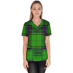 Green And Blue Plaid Scrub Top