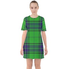 Green And Blue Plaid Sixties Short Sleeve Mini Dress by allthingseveryone