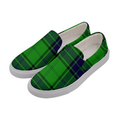 Green And Blue Plaid Women s Canvas Slip Ons