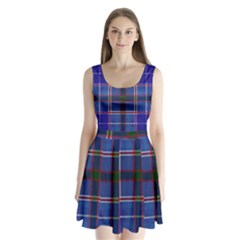 Blue Heather Plaid Split Back Mini Dress  by allthingseveryone