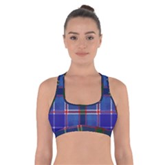 Blue Heather Plaid Cross Back Sports Bra by allthingseveryone