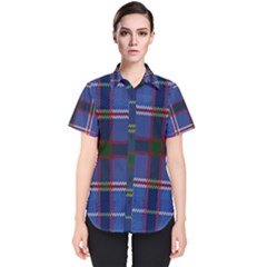 Blue Heather Plaid Women s Short Sleeve Shirt