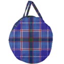 Blue Heather Plaid Giant Round Zipper Tote View2