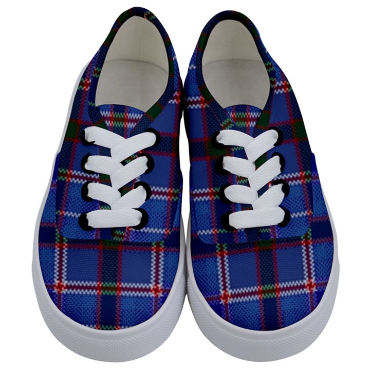 Blue Heather Plaid Kids  Classic Low Top Sneakers