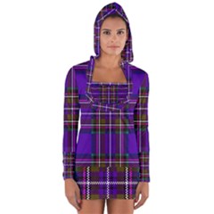 Purple Tartan Plaid Long Sleeve Hooded T-shirt by allthingseveryone