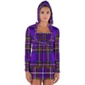 Purple Tartan Plaid Long Sleeve Hooded T-shirt View1