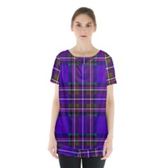 Purple Tartan Plaid Skirt Hem Sports Top