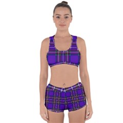 Purple Tartan Plaid Racerback Boyleg Bikini Set