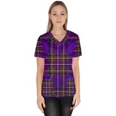 Purple Tartan Plaid Scrub Top