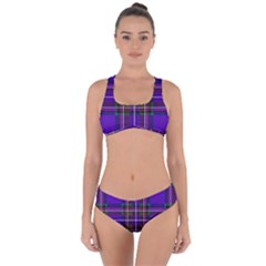 Purple Tartan Plaid Criss Cross Bikini Set