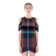 Purple And Red Tartan Plaid Shoulder Cutout One Piece