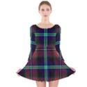 Purple And Red Tartan Plaid Long Sleeve Velvet Skater Dress View1