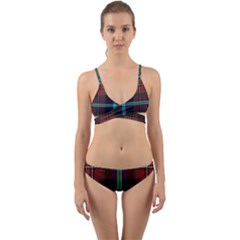 Purple And Red Tartan Plaid Wrap Around Bikini Set