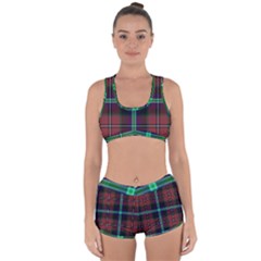 Purple And Red Tartan Plaid Racerback Boyleg Bikini Set