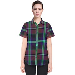 Purple And Red Tartan Plaid Women s Short Sleeve Shirt