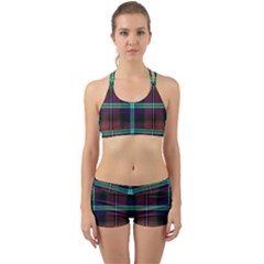 Purple And Red Tartan Plaid Back Web Sports Bra Set