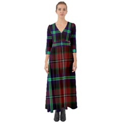 Purple And Red Tartan Plaid Button Up Boho Maxi Dress