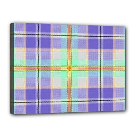 Blue And Yellow Plaid Canvas 16  X 12  by allthingseveryone