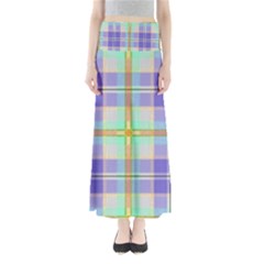 Blue And Yellow Plaid Full Length Maxi Skirt by allthingseveryone