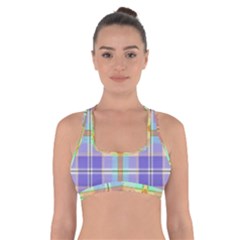 Blue And Yellow Plaid Cross Back Sports Bra