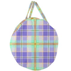 Blue And Yellow Plaid Giant Round Zipper Tote