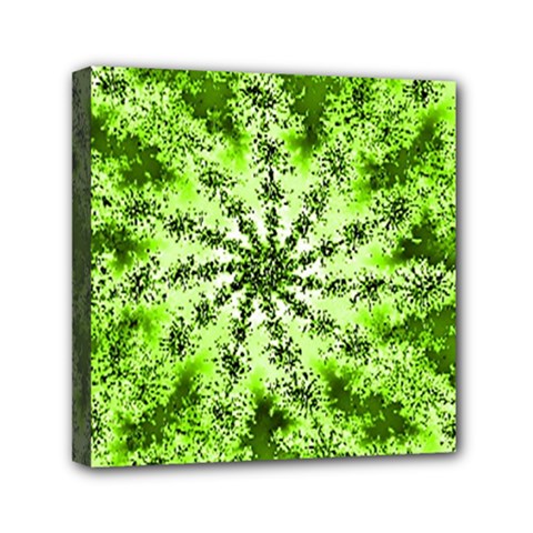 Lime Green Starburst Fractal Mini Canvas 6  X 6 