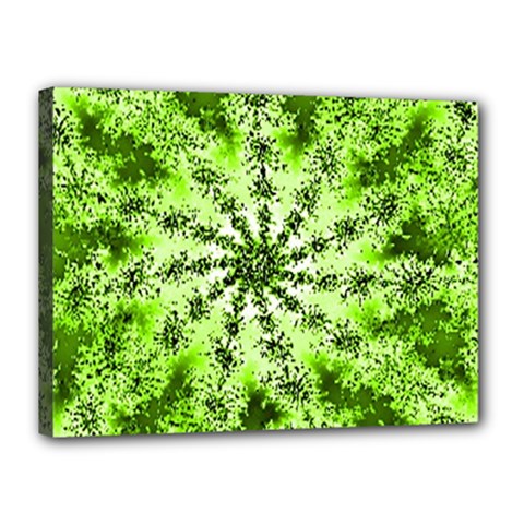 Lime Green Starburst Fractal Canvas 16  X 12 