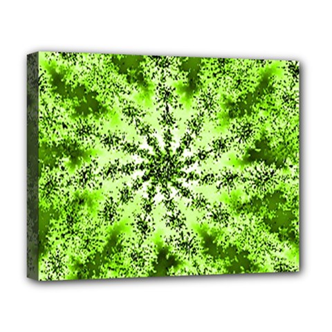 Lime Green Starburst Fractal Deluxe Canvas 20  X 16   by allthingseveryone