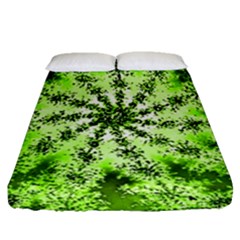 Lime Green Starburst Fractal Fitted Sheet (queen Size)