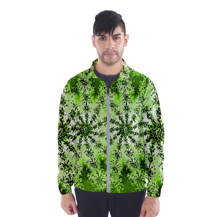 Lime Green Starburst Fractal Wind Breaker (Men)