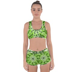 Lime Green Starburst Fractal Racerback Boyleg Bikini Set