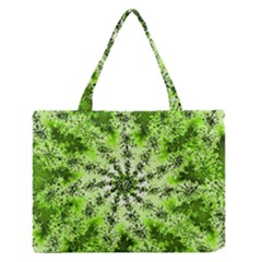 Lime Green Starburst Fractal Zipper Medium Tote Bag