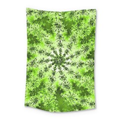 Lime Green Starburst Fractal Small Tapestry by allthingseveryone