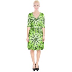 Lime Green Starburst Fractal Wrap Up Cocktail Dress