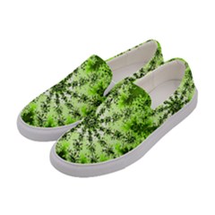 Lime Green Starburst Fractal Women s Canvas Slip Ons