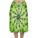 Lime Green Starburst Fractal Velvet Flared Midi Skirt View1