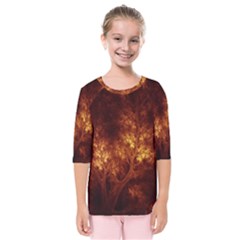 Artsy Brown Trees Kids  Quarter Sleeve Raglan Tee