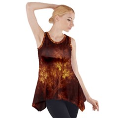 Artsy Brown Trees Side Drop Tank Tunic