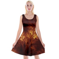 Artsy Brown Trees Reversible Velvet Sleeveless Dress