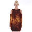 Artsy Brown Trees Velvet Long Sleeve Shoulder Cutout Dress View2