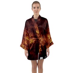 Artsy Brown Trees Long Sleeve Kimono Robe