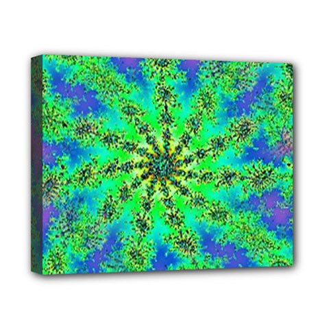 Green Psychedelic Starburst Fractal Canvas 10  X 8 