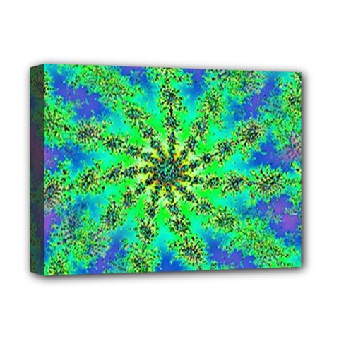 Green Psychedelic Starburst Fractal Deluxe Canvas 16  X 12  