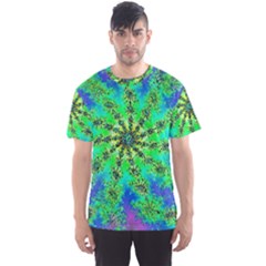 Green Psychedelic Starburst Fractal Men s Sports Mesh Tee