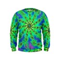 Green Psychedelic Starburst Fractal Kids  Sweatshirt View1