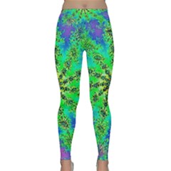 Green Psychedelic Starburst Fractal Classic Yoga Leggings