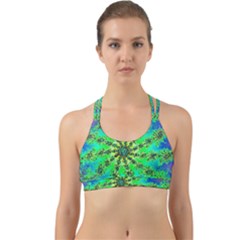 Green Psychedelic Starburst Fractal Back Web Sports Bra